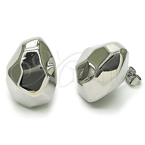 Rhodium Plated Stud Earring, Chunky Design, Polished, Rhodium Finish, 02.195.0299.1