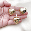 Oro Laminado Earring and Pendant Adult Set, Gold Filled Style Heart and Hollow Design, Polished, Golden Finish, 10.195.0071