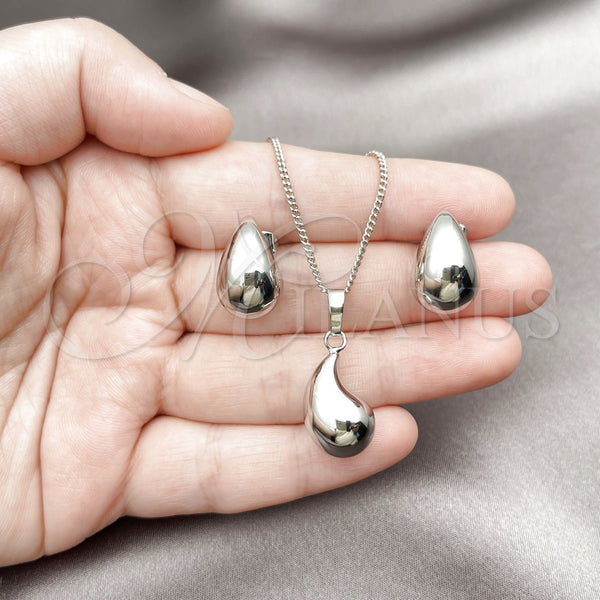 White Gold Filled Ring — Earring and Pendant Adult Set Teardrop and Hollow — alternate product view — SKU 157124 | Oro Laminado Blanco anillo — Earring and Pendant Adult Set Teardrop and Hollow — SKU 157124