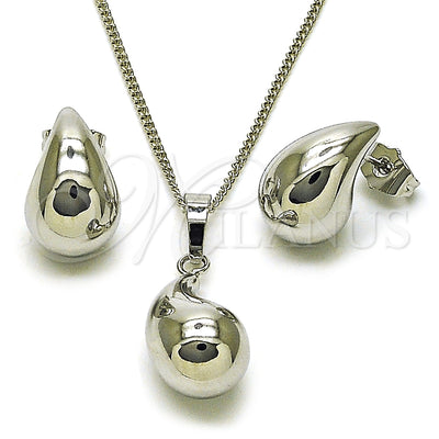Juego de Aretes y Dije 10.163.0013.1 de Oro Laminado Blanco por Mayoreo, vista principal del producto