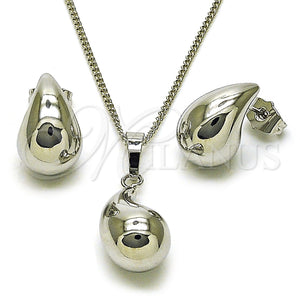 White Gold Filled Ring — Earring and Pendant Adult Set Teardrop and Hollow — main product view — SKU 157124 | Oro Laminado Blanco anillo — Earring and Pendant Adult Set Teardrop and Hollow — SKU 157124