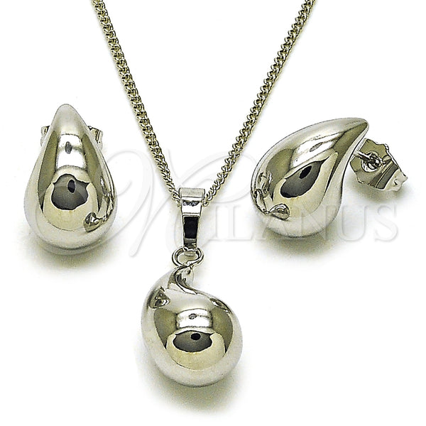 White Gold Filled Ring — Earring and Pendant Adult Set Teardrop and Hollow — main product view — SKU 157124 | Oro Laminado Blanco anillo — Earring and Pendant Adult Set Teardrop and Hollow — SKU 157124