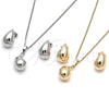 Rhodium Plated Earring and Pendant Adult Set, Teardrop and Hollow Design, Polished, Rhodium Finish, 10.163.0013.1