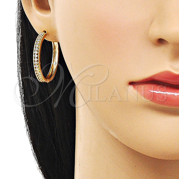 Gold Filled Hoop Earrings — Huggie Hoop with White Cubic Zirconia Polished 02. — alternate product view — SKU 157133 | Oro Laminado aretes de aro — Huggie Hoop with blanco Cubic Zirconia pulido 02. — SKU 157133