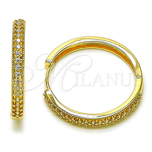 Gold Filled Hoop Earrings — Huggie Hoop with White Cubic Zirconia Polished 02. — main product view — SKU 157133 | Oro Laminado aretes de aro — Huggie Hoop with blanco Cubic Zirconia pulido 02. — SKU 157133