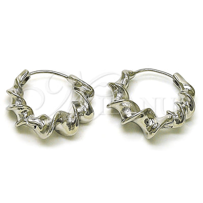 Oro Laminado Blanco aretes de aro — Huggie Hoop Twist diseño pulido 02. por Mayoreo, vista principal del producto