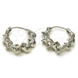 White Gold Filled Hoop Earrings — Huggie Hoop Twist Design Polished 02. — main product view — SKU 157137 | Oro Laminado Blanco aretes de aro — Huggie Hoop Twist diseño pulido 02. — SKU 157137