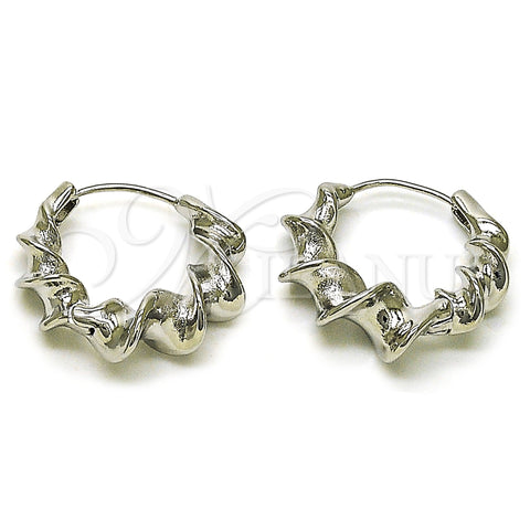 Rhodium Gold Filled Huggie Hoop, Twist Design, Polished, Rhodium Finish, 02.195.0302.1.25