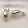 Oro Laminado Stud Earring, Gold Filled Style with White Micro Pave, Polished, Golden Finish, 02.195.0309