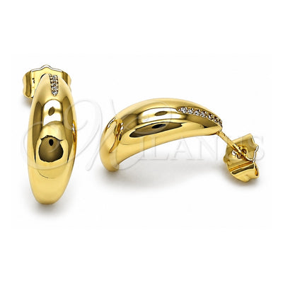 Oro Laminado Stud Earring, Gold Filled Style with White Micro Pave, Polished, Golden Finish, 02.195.0309