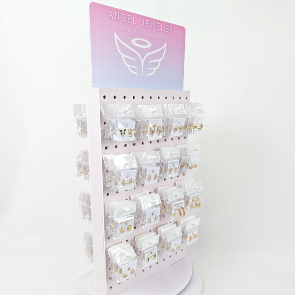 Gold Filled Ring — Medium Rotating Display Assorted Huggies Earrings with Free — alternate product view — SKU 157159 | Oro Laminado anillo — Medium Rotating Display Assorted Huggies Earrings with Free — SKU 157159