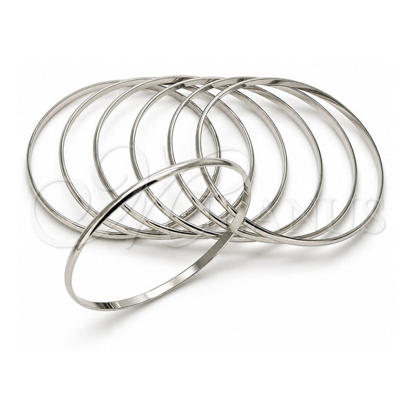 White Gold Filled Semanario Bangle, Polished, Rhodium Finish, 07.63.0206.1.05 (03 MM Thickness, Size 5 (2.50 Diameter))