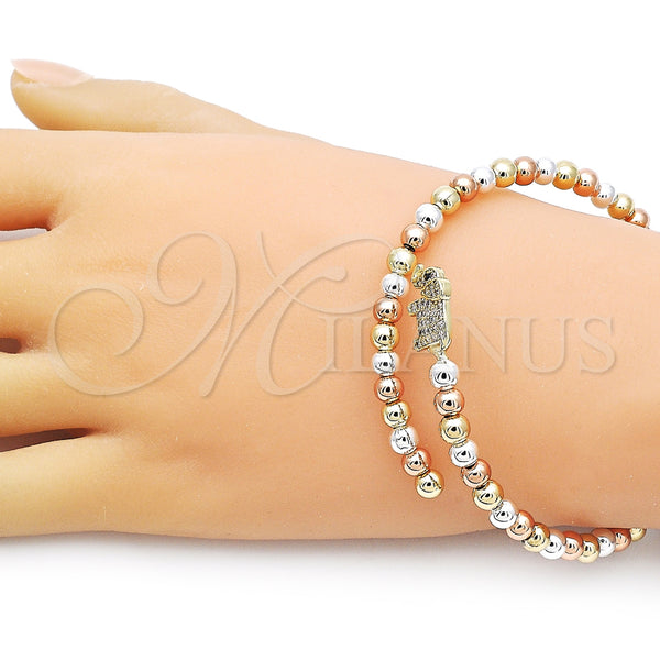 Gold Filled Jewelry — Individual Bangle Elephant and Ball Design with White — alternate product view — SKU 157170 | Oro Laminado joyería — Individual Bangle Elephant and Ball diseño with blanco — SKU 157170