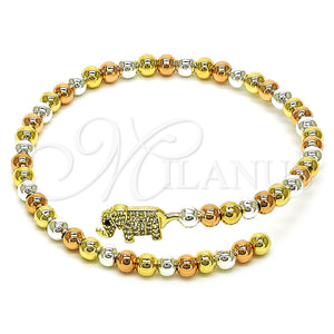 Gold Filled Jewelry — Individual Bangle Elephant and Ball Design with White — main product view — SKU 157170 | Oro Laminado joyería — Individual Bangle Elephant and Ball diseño with blanco — SKU 157170