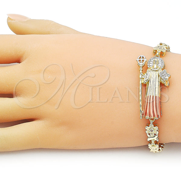 Gold Filled Bracelet — Fancy Bracelet San Benito and Flower Design with — alternate product view — SKU 157173 | Oro Laminado brazalete — elegante Bracelet San Benito and flor diseño with — SKU 157173