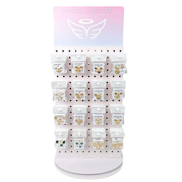 Gold Filled Ring — Medium Rotating Display 80 Assorted Earring Pendant Sets — main product view — SKU 157179 | Oro Laminado anillo — Medium Rotating Display 80 Assorted Earring Pendant Sets — SKU 157179