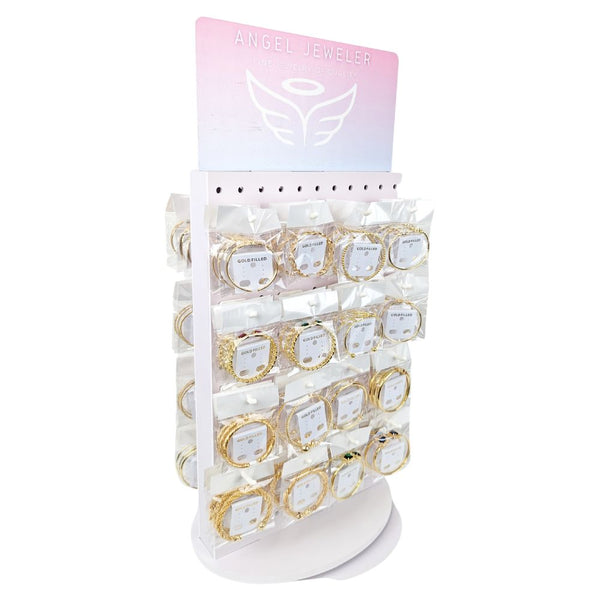 Gold Filled Jewelry — Medium Rotating Display 80 Assorted Bangles with Free — alternate product view — SKU 157180 | Oro Laminado joyería — Medium Rotating Display 80 Assorted Bangles with Free — SKU 157180