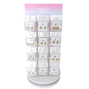 Gold Filled Jewelry — Small Rotating Display 72 Assorted Studs with Free — main product view — SKU 157182 | Oro Laminado joyería — Small Rotating Display 72 Assorted Studs with Free — SKU 157182