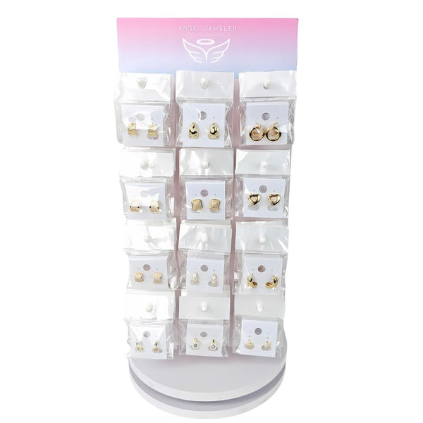 Gold Filled Jewelry — Small Rotating Display 72 Assorted Studs with Free — main product view — SKU 157182 | Oro Laminado joyería — Small Rotating Display 72 Assorted Studs with Free — SKU 157182
