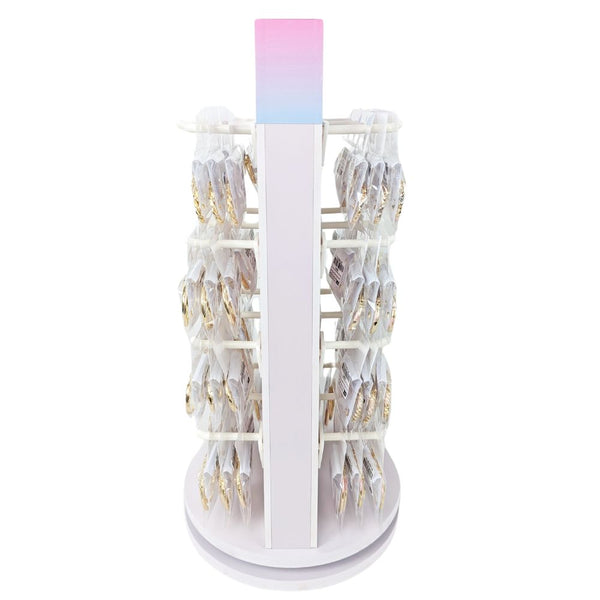 Gold Filled Hoop Earrings — Small Rotating Display 72 Hoops with Free Display — alternate product view — SKU 157184 | Oro Laminado aretes de aro — Small Rotating Display 72 Hoops with Free Display — SKU 157184
