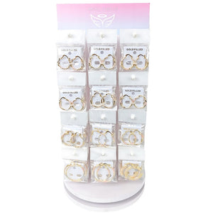Gold Filled Hoop Earrings — Small Rotating Display 72 Hoops with Free Display — main product view — SKU 157184 | Oro Laminado aretes de aro — Small Rotating Display 72 Hoops with Free Display — SKU 157184