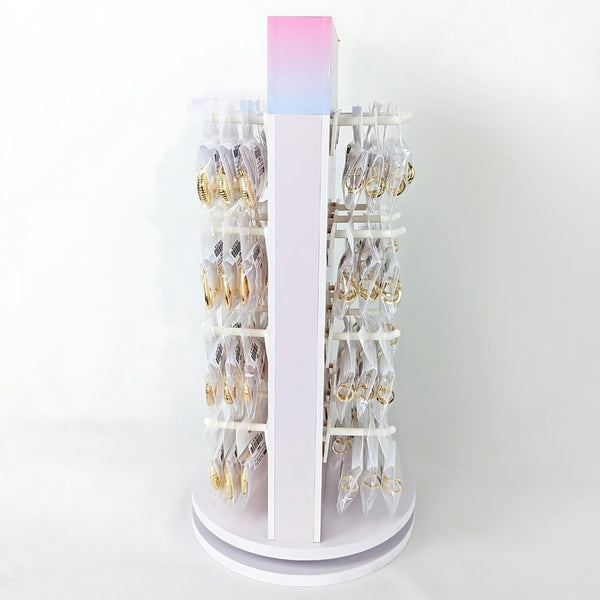 Gold Filled Hoop Earrings — Small Rotating Display 60 Puff Hoops with Free — alternate product view — SKU 157185 | Oro Laminado aretes de aro — Small Rotating Display 60 Puff Hoops with Free — SKU 157185