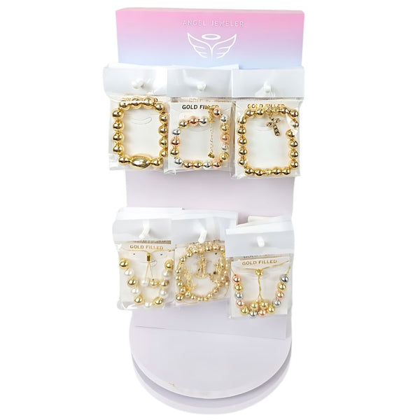 Gold Filled Bracelet — Small Rotating Display 36 Assorted Bracelets with Free — main product view — SKU 157187 | Oro Laminado brazalete — Small Rotating Display 36 Assorted Bracelets with Free — SKU 157187