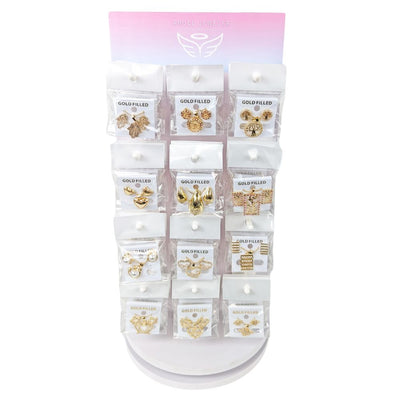 Gold Filled Ring — Small Rotating Display 36 Assorted Earring Pendant Sets — main product view — SKU 157190 | Oro Laminado anillo — Small Rotating Display 36 Assorted Earring Pendant Sets — SKU 157190