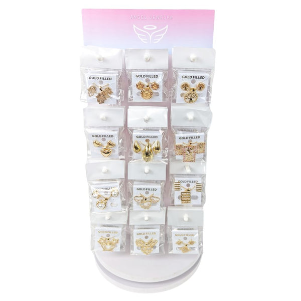 Gold Filled Ring — Small Rotating Display 36 Assorted Earring Pendant Sets — main product view — SKU 157190 | Oro Laminado anillo — Small Rotating Display 36 Assorted Earring Pendant Sets — SKU 157190