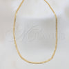 Oro Laminado Basic Necklace, Gold Filled Style Pave Cuban Design, Polished, Golden Finish, 04.32.0018.16