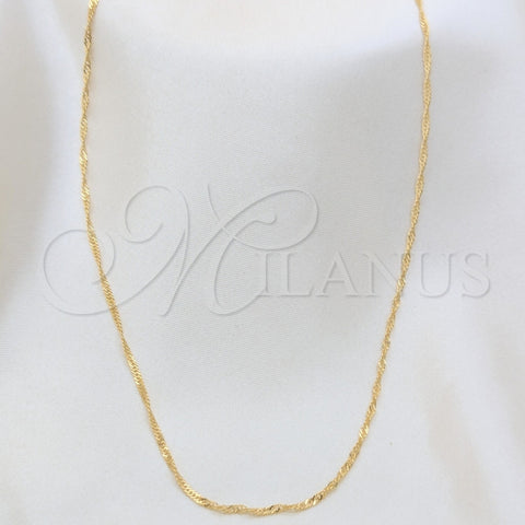 Oro Laminado Basic Necklace, Gold Filled Style Singapore Design, Polished, Golden Finish, 5.223.028.22