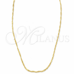 Oro Laminado Basic Necklace, Gold Filled Style Singapore Design, Polished, Golden Finish, 5.223.028.22 (0.40 Gauge, 02 MM Thickness, 22 Inches Length)
