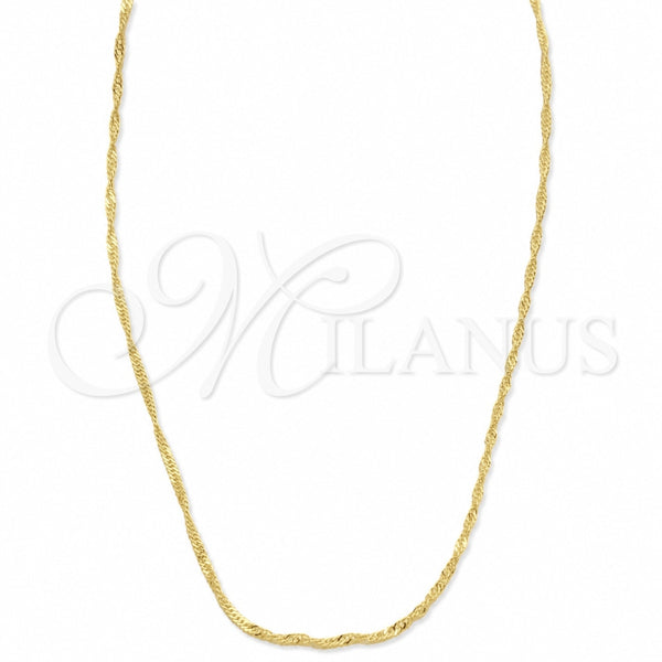 Oro Laminado Basic Necklace, Gold Filled Style Singapore Design, Polished, Golden Finish, 5.223.028.22 (0.40 Gauge, 02 MM Thickness, 22 Inches Length)