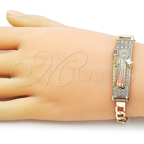 Gold Filled Bracelet — ID Bracelet San Benito and Curb Design with — alternate product view — SKU 157206 | Oro Laminado brazalete — ID Bracelet San Benito and Curb diseño with — SKU 157206