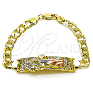 Gold Filled Bracelet — ID Bracelet San Benito and Curb Design with — main product view — SKU 157206 | Oro Laminado brazalete — ID Bracelet San Benito and Curb diseño with — SKU 157206