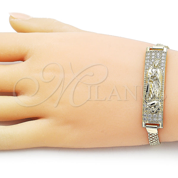 Gold Filled Bracelet — ID Bracelet Guadalupe and Bismark Design with White — alternate product view — SKU 157209 | Oro Laminado brazalete — ID Bracelet Guadalupe and Bismark diseño with blanco — SKU 157209