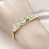 Oro Laminado ID Bracelet, Gold Filled Style Guadalupe and Bismark Design, with White Cubic Zirconia, Polished, Golden Finish, 03.411.0059.07 (12 MM Thickness, 8 Inches Length)