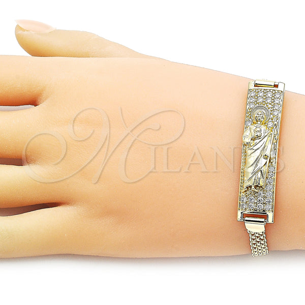 Gold Filled Bracelet — ID Bracelet San Judas and Bismark Design with — alternate product view — SKU 157210 | Oro Laminado brazalete — ID Bracelet San Judas and Bismark diseño with — SKU 157210