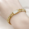 Oro Laminado Fancy Bracelet, Gold Filled Style Miami Cuban Design, with White Micro Pave, Polished, Golden for wholesale, additional product view 3