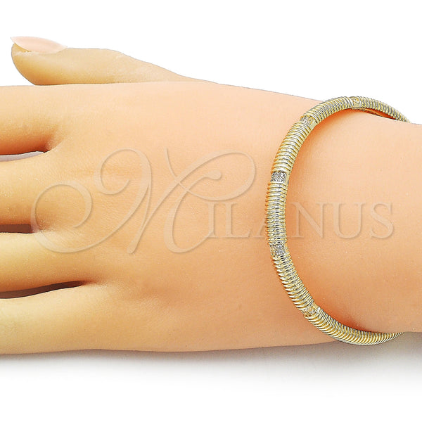 Gold Filled Jewelry — Individual Bangle with White Micro Pave Polished 07.60. — alternate product view — SKU 157246 | Oro Laminado joyería — Individual Bangle with blanco Micro Pave pulido 07.60. — SKU 157246