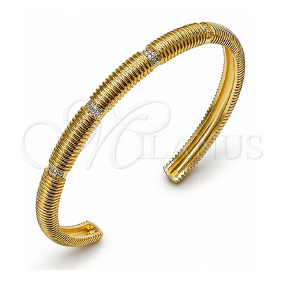 Oro Laminado Individual Bangle, Gold Filled Style with White Micro Pave, Polished, Golden Finish, 07.60.0010 (06 MM Thickness, One size fits all)