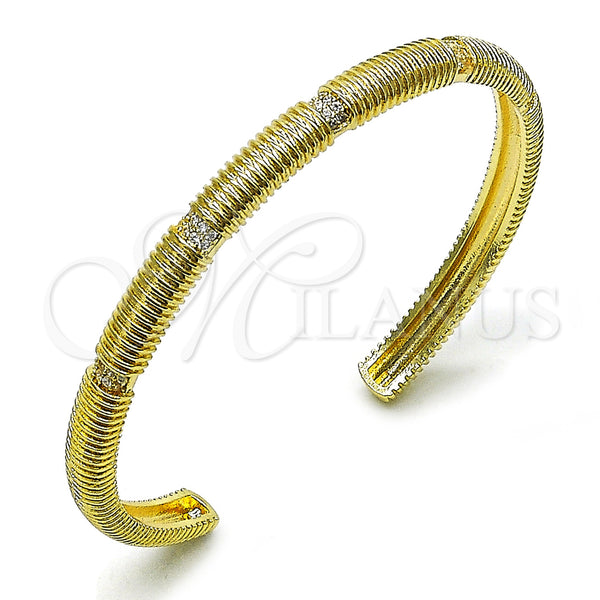 Gold Filled Jewelry — Individual Bangle with White Micro Pave Polished 07.60. — main product view — SKU 157246 | Oro Laminado joyería — Individual Bangle with blanco Micro Pave pulido 07.60. — SKU 157246