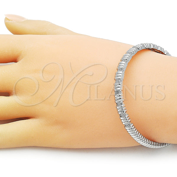 White Gold Filled Jewelry — Individual Bangle with White Micro Pave Polished 07.60. — alternate product view — SKU 157249 | Oro Laminado Blanco joyería — Individual Bangle with blanco Micro Pave pulido 07.60. — SKU 157249