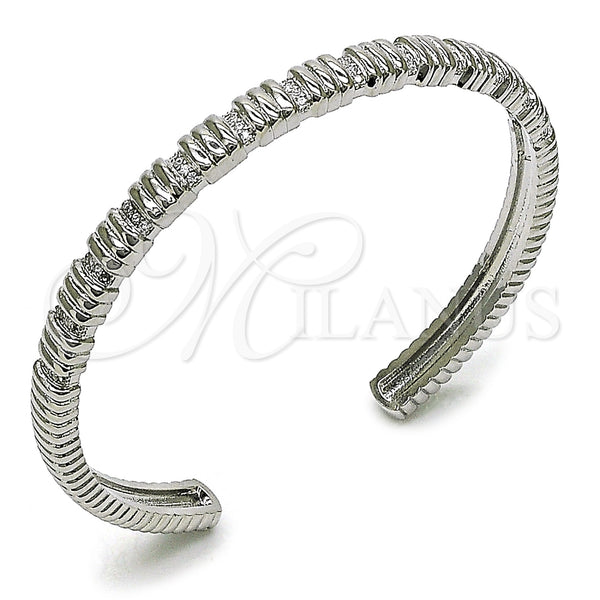 White Gold Filled Jewelry — Individual Bangle with White Micro Pave Polished 07.60. — main product view — SKU 157249 | Oro Laminado Blanco joyería — Individual Bangle with blanco Micro Pave pulido 07.60. — SKU 157249