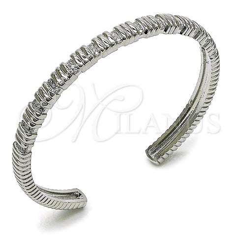 Rhodium Gold Filled Individual Bangle, with White Micro Pave, Polished, Rhodium Finish, 07.60.0011.1 (06 MM Thickness, One size fits all)