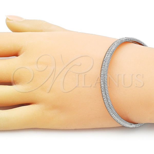 White Gold Filled Jewelry — Individual Bangle with White Cubic Zirconia Polished 07.60. — alternate product view — SKU 157251 | Oro Laminado Blanco joyería — Individual Bangle with blanco Cubic Zirconia pulido 07.60. — SKU 157251