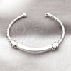Rhodium Plated Individual Bangle, with White Cubic Zirconia, Polished, Rhodium Finish, 07.60.0015.1