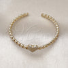 Oro Laminado Individual Bangle, Gold Filled Style Heart and Miami Cuban Design, with White Micro Pave, Polished, Golden Finish, 07.60.0017 (05 MM Thickness, One size fits all)