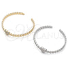Oro Laminado Individual Bangle, Gold Filled Style Heart and Miami Cuban Design, with White Micro Pave, Polished, Golden Finish, 07.60.0017 (05 MM Thickness, One size fits all)