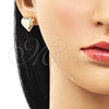Oro Laminado Stud Earring, Gold Filled Style Heart Design, Polished, Golden Finish, 02.195.0313